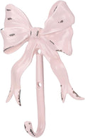 CroBlissful 1 Pcs Coquette Iron Pink Bow Hook Home Decorative Multi-Purpose Knot Wall Hook for Door Hanger Coat Hat Towel for Bathroom Kitchen Living Room Home Decor, 5.31 x 3.74 inch