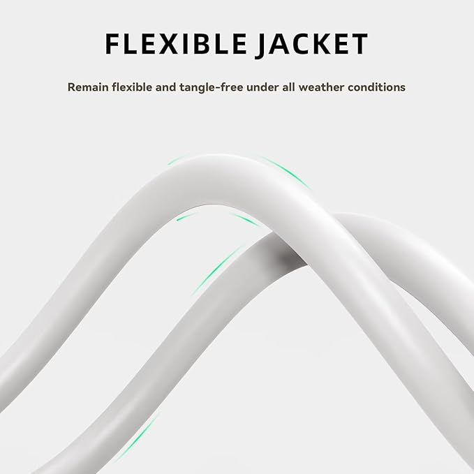6ft Outdoor Extension Cord for Christmas Decorations - 16/3 Heavy Duty SJTW Waterproof White Electrical Cable with 3 Prong Grounded Plug for Safety, Great for Lawn and Major Appliances