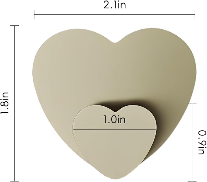 Heart Hooks Multipurpose Hooks 4 Coat Hooks with Adhesive Backing Damage-Free Hanging and No Tools for Jewelry, Necklaces, Hats, Bags, Dog Leashes, Scarves (Silver)