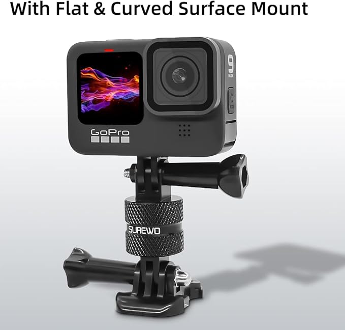 Aluminum 360 Degree Rotation Camera Mount, Metal Bracket Adapter, Aluminum Adapter Camera Mount Compatible with GoPro Hero 13/12/11/10, DJI Action 6/5 Pro/4/3, Sony and Other Action Cameras