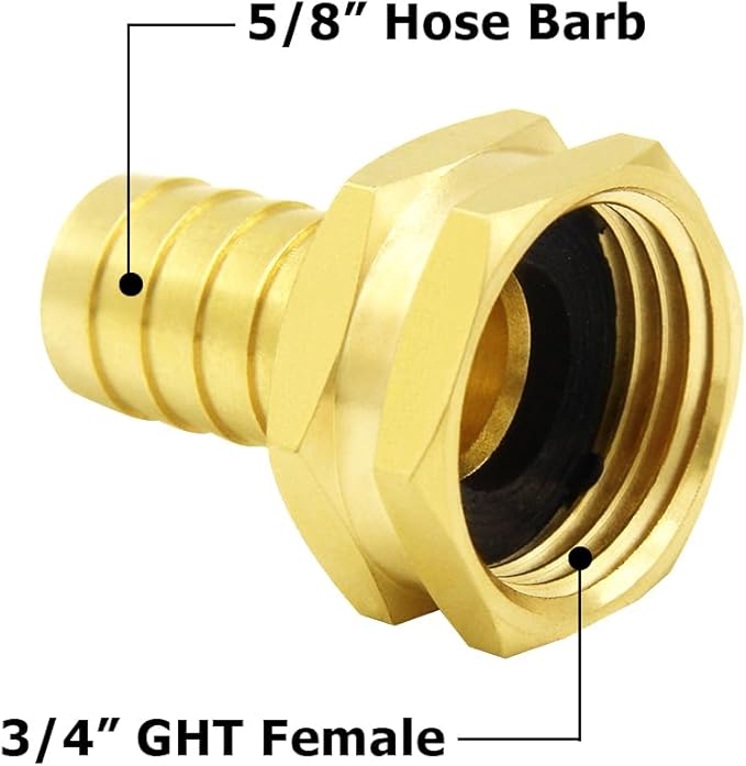 Hooshing 5/8" Brass Garden Hose Repair Kit Male and Female Hose Mender Connectors with Clamps