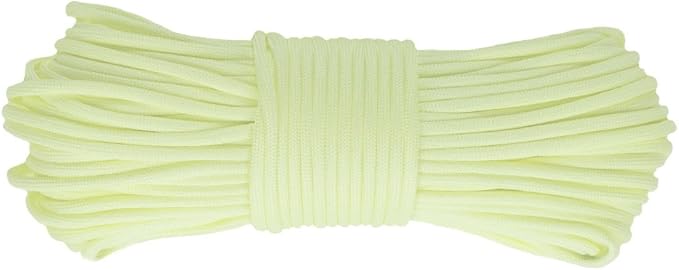 Glow in The Dark Zesty 550lb Paracord – 21 Strand Luminous Parachute Cord for Nighttime Outdoor Utility – 8 Colors and Length Options of 25', 50’, 100’, and 1,000’