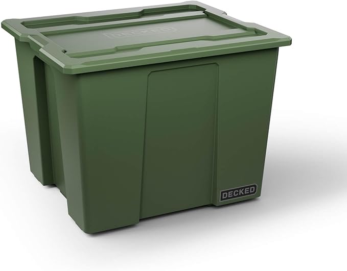 DECKED Payloader 64 L (1-Pack) - 200 lb Load Rated, Heavy-Duty Stackable Garage Storage Bins - Ranger Green