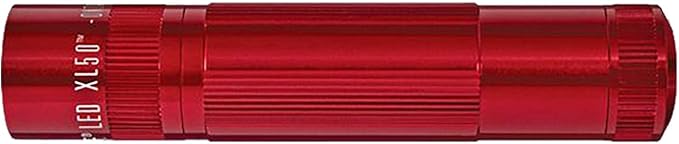 Maglite XL50 LED Flashlight, Compact and Powerful with Multi-Mode Functionality, Water-Resistant, 3-Cell AAA Battery-Powered – Red