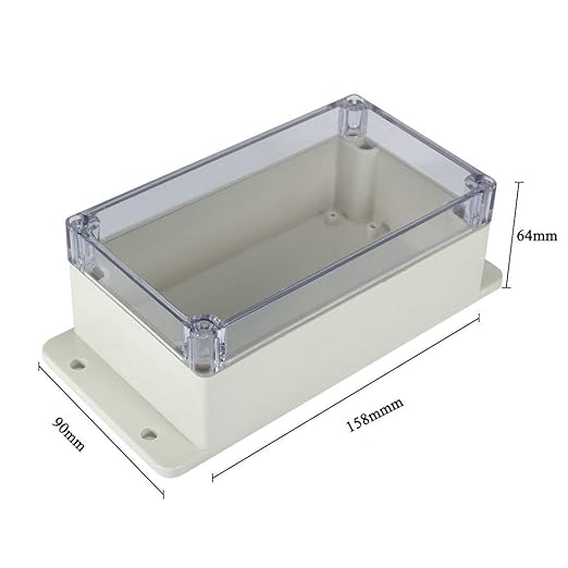YXQ Junction Box Transparent Cover 6.2 x 3.5 x 2.5 inch IP65 Waterproof Wall Hang ABS Project Case Enclosure w Hole Cable Wire Connect Power(158mmx90mmx64mm)