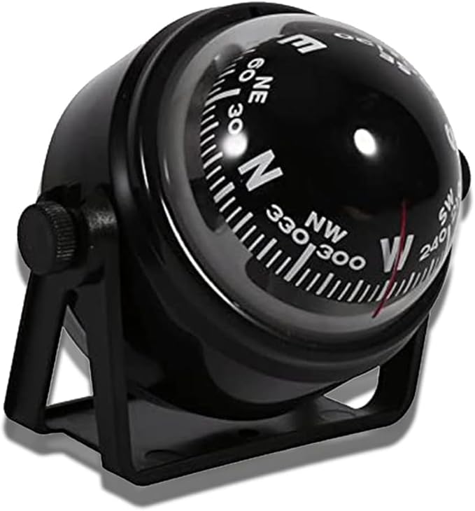 Car Compass Marine Dash Mount, LED Boat Compasses with Adjustable Mounting Bracket, Outdoor Marine Compass for Boats Cars 3.4 x 2.9 x 2.4IN