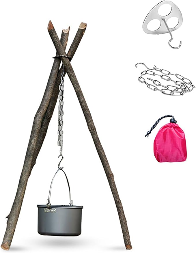 Adjustable Camping Tripod for Cooking - Strong Load-Bearing Campfire Grill With Easy Carry And Storage, Ideal for Camping Cookware And Equipment(1pcs)