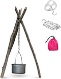 Adjustable Camping Tripod for Cooking - Strong Load-Bearing Campfire Grill With Easy Carry And Storage, Ideal for Camping Cookware And Equipment(2pcs)