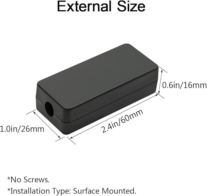 LeMotech Project Box 10 Pieces ABS Plastic Electrical Project Case Small Junction Box for Electronics Black 2.4 x 1.0 x 0.6 inch (60 x 26 x 16 mm)