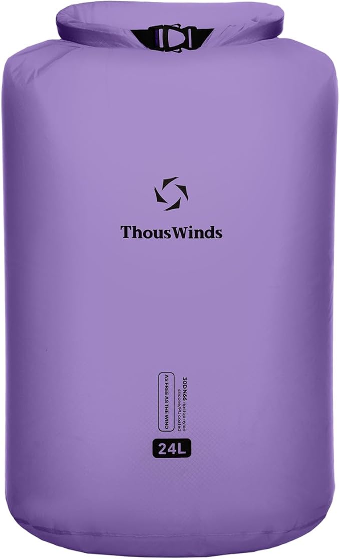 Thous Winds Dry Bag Waterproof, 24L Roll Top Lightweight Dry Sack for Kayaking, Boating, Swimming, Camping, Beach, Travel