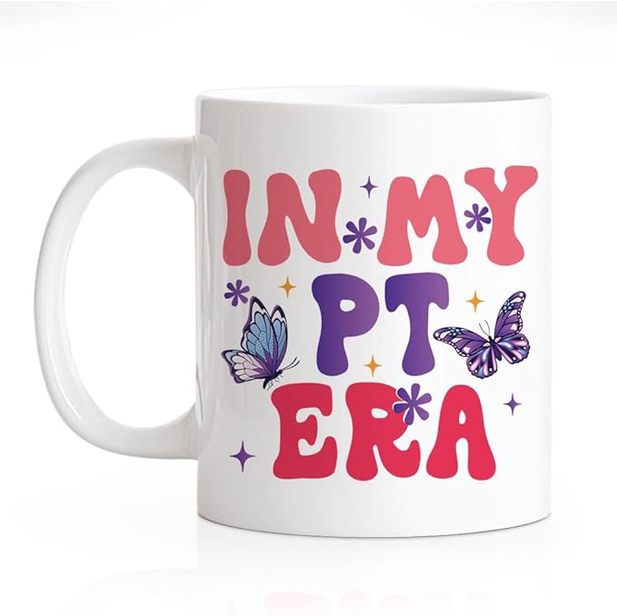 RZHV In My PT Era 11 Oz Novelty Mug, Cute Butterfly Office Ceramic Mug Gifts for PT, Physical Therapy Gifts for PT Assistant, Thank You Gifts for PT, Mental Health Gifts for PT Medical Worker