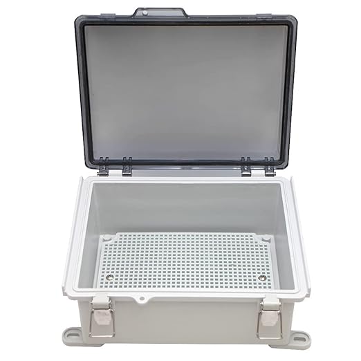 MAKERELE Small Waterproof Electrical Junction Box Clear ABS Plastic Dustproof Boxes Hinged Shell Outdoor Universal Project Enclosure with Clear Cover 8.6×6.7×4.3 inch (220×170×110mm)