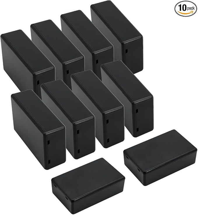 LeMotech Project Box 10 Pieces ABS Plastic Electrical Project Case Small Junction Box for Electronics Black 3.1 x 2.0 x 1.0 inch (80 x 50x 26 mm)