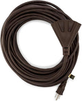 Holiday Lighting Outlet 50-Foot Brown Extension Cord, 3-Prong Indoor & Outdoor Splitter, Perfect for Landscape Lighting