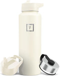 IRON °FLASK Camping & Hiking Hydration Flask with Straw, Wide Mouth Insulated Stainless Steel Sports Water Bottle - 40 oz Cashmere Cream