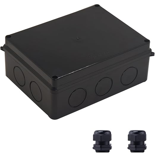 Electrical Box, Outdoor Waterproof Box IP65 Junction Box with Reserved Holes,ABS Plastic Project Box Power Cord Enclosure Black 7.9 x 6.1 x 3.1 inch(200x155x80mm)