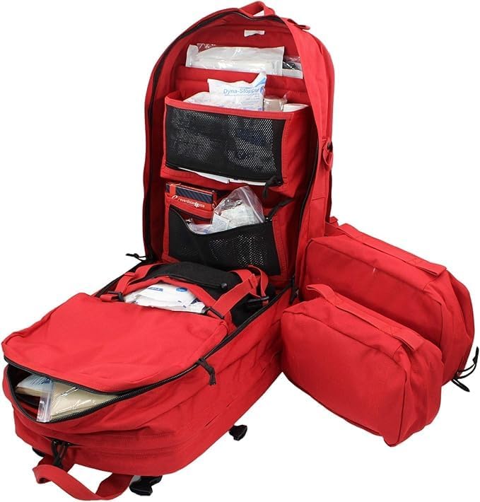 Luminary Stomp Medical Backpack Fully Stocked First Aid Trauma Kit Special Operations Pack Medical Bug Out Bag for EMS/EMT First Responders Preppers (Red)