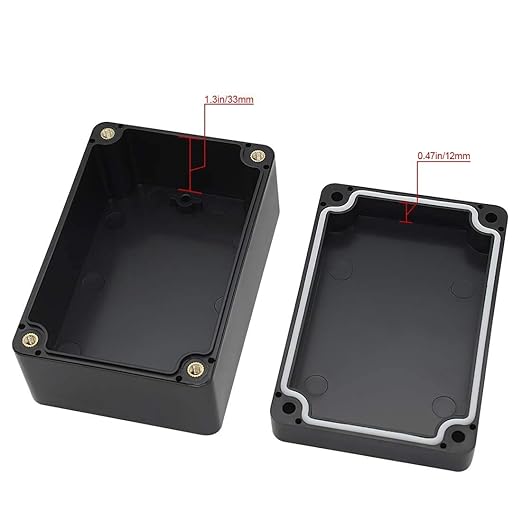 LeMotech Junction Box IP65 Waterproof Project Box Dustproof ABS Plastic Electrical Boxes Universal Enclosure for Electronic Black 3.93x 2.68x 1.97 inch (100 x 68 x 50 mm)(Pack of 1)