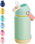 Kerilyn 12oz Water Bottle, Stainless Steel Insulated Water Bottle with Straws Leak-Proof, Water Cup Double Wall Vacuum, BPA Free, Grassy Green