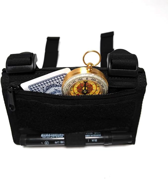 Tactical Map Case QB Wristband Pouch - Military Arm Sleeve with DOPE Card Holder & USA Flag Patch