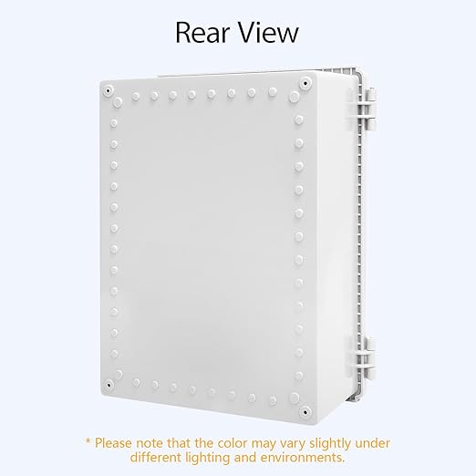 LeMotech Electrical Box, IP67 Waterproof Hinged Cover Stainless Steel Latch Junction Box, ABS Plastic Electrical Enclosure with Mounting Plate,Wall Brackets, Cable Glands,15.7"x11.8"x7.0",Grey