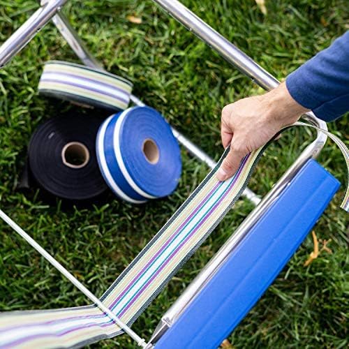 Lawn Chair USA Chair Replacement Lawn Chair Webbing - UV-Resistant Straps Made with Durable Polypropylene. 3" x 50' Tan Stripe