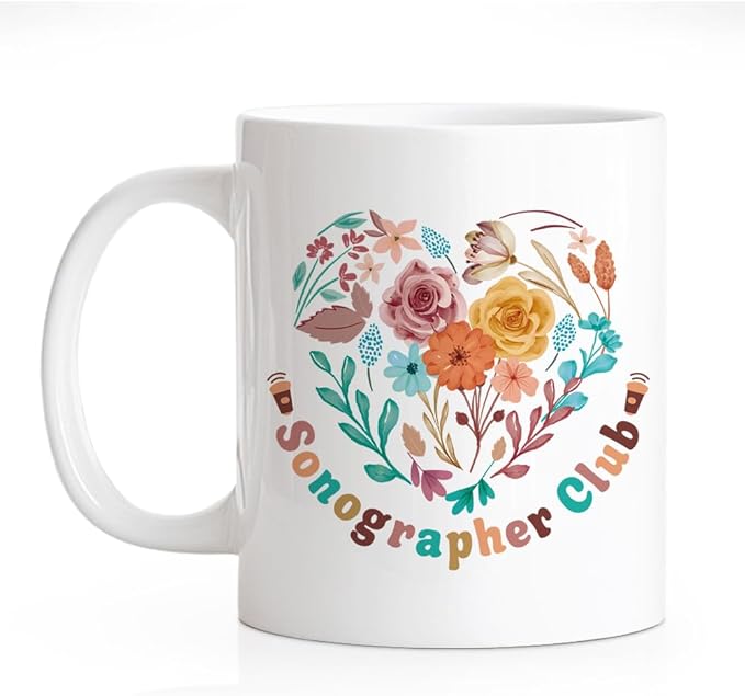 RZHV Sonographer Club 11 Oz Novelty Mug, Funny Coffee Mug for Sonographer, Graduation Gifts for Sonographer Radiologist Student, Ultrasound Staff Ultrasound Tech Appreciation Gifts