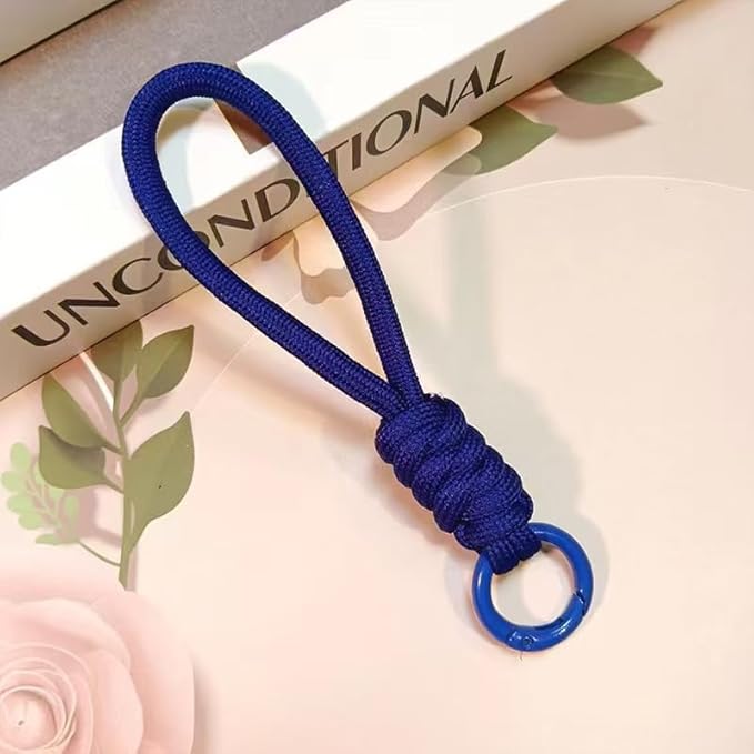Colorful Braided Paracord Keychain, 12cm Length, Multi-Color Pack with Ring, Decorative Woven Rope Strap