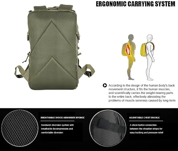 Miramrax 12L Small Backpack Day Pack - Mini Tactical Backpacks Military Daypack Molle Bag Rucksack Bug Out Bag for Hiking Camping Trekking (Green)