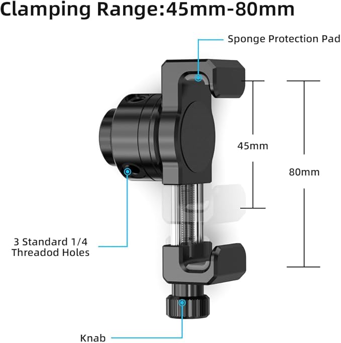SUREWO Aluminum Cell Phone Fence Mount for iPhone, Go pro,DJI Osmo Action 5Pro/4/3/2, Insta360,Mevo Start Clip Stand for Baseball Softball Tennis Recording (Fence Mount)