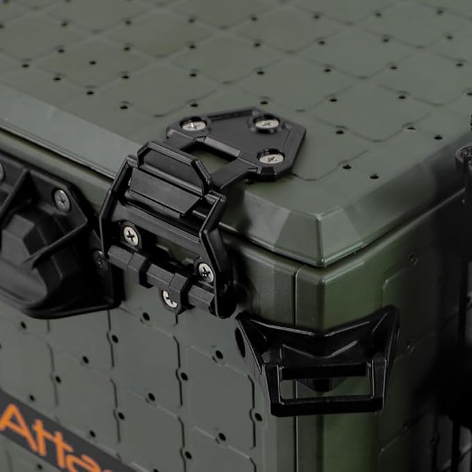 YakAttack BlackPak Pro Kayak Fishing Crate - Ranger Green | 13" x 16" Riggable Kayak Gear Storage System with Hinged Lid, GridLoc Mount Panels & 4 TetherTube Rod Holders | Lightweight Tankwell Crate