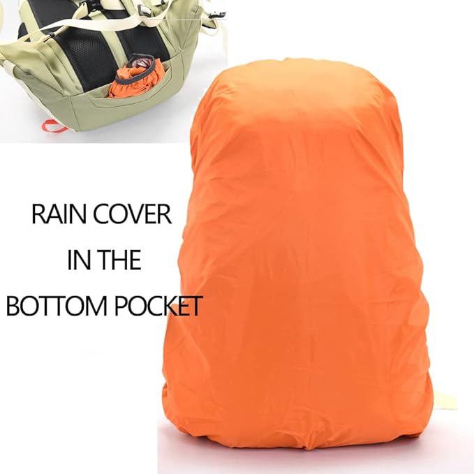 Bseash 40L Waterproof Hiking Camping Backpack with Rain Cover, Outdoor Sport Travel Daypack Rucksack for Skiing Cycling (Orange)