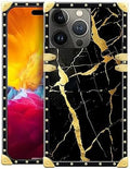 Compatible with iPhone 15 Pro Max Case, Black Gold Marble Nature Luxury Golden Decoration for Girl Women Soft TPU Shockproof Protective Hard PC Back for iPhone 15 Pro Max