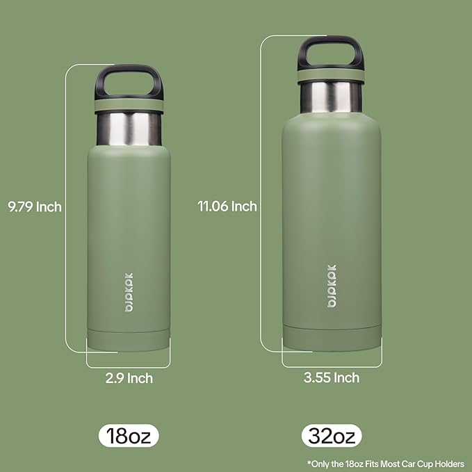 BJPKPK Insulated Water Bottle 32OZ Stainless Steel Water Bottle with Handle Double Walls Vacuum Insulated BPA Free Flask,Forest Green