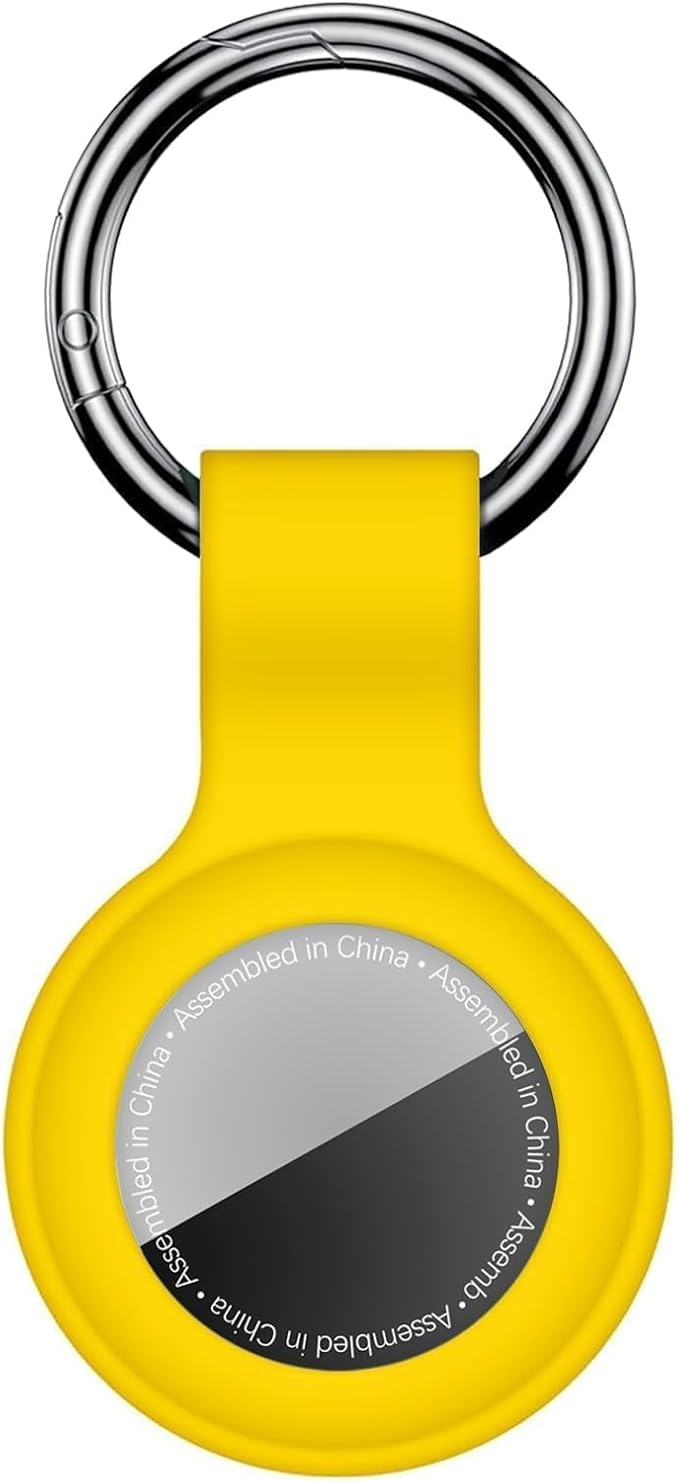 Linsaner Case for AirTag 2nd Gen (2026) & 1st Gen, Silicone Holder Keychain Key Ring, Protective Cover for Apple for Air Tags, GPS Finder Accessories for Bags, Pets, Kids, Luggage, Yellow