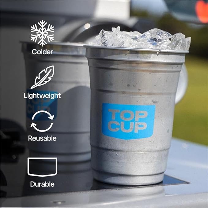 Top Cup – 12 Ounce, 450 Count, Reusable Aluminum Party Cups | Stealth Design | Cold-Holding, Recyclable, Made in USA