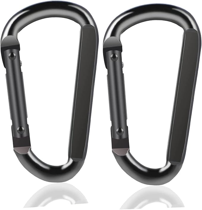 DELSWIN Heavy Duty Carabiner Clip 900lbs, 3 Inch Steel Carabiners for Keychain, Camping, Hiking, Backpack, Dog Leash, Hammock, Gym - D-Shaped Spring Hook Black