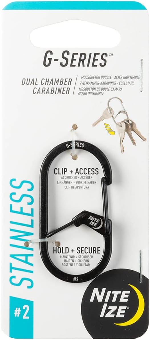 Nite IZE GS3-11-R6 G-Series Dual Chamber Carabiner, Size #3 1-Pack, Stainless Steel