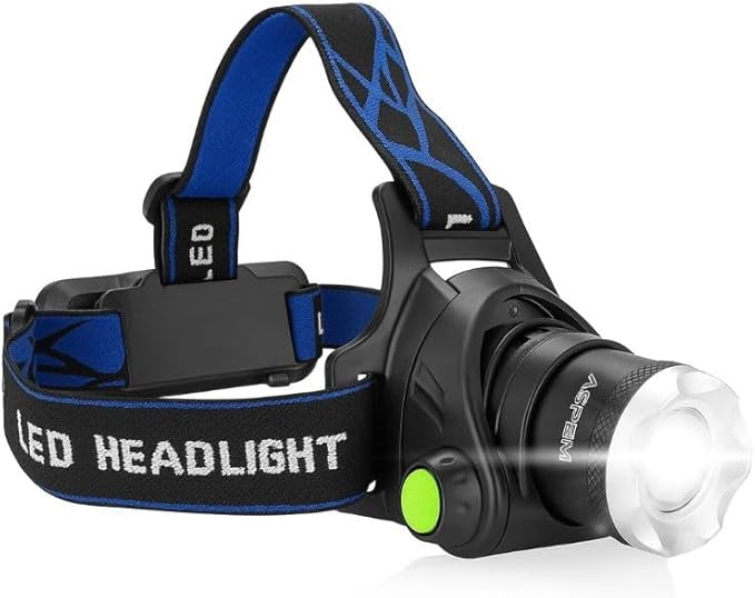 Rechargeable LED headlamp, 1000 lumens - Super Bright and Lightweight, Comfortable fit, 3 Modes, 90° Adjustable, Water Resistant headlamp for Camping, Running and Fishing