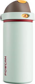 POWCAN 18 oz Travel Water Bottle: 2-in-1 Push-Button Spout & Quick-Flip Straw, Leakproof, Cold 24Hrs, Fits Car Cup Holder, Stainless Steel Sports Cup for School, Travel, Gym, Outdoor Gift (Clay Bay)