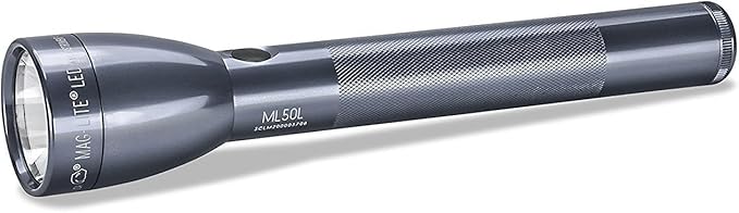 MagLite ML50L 3-Cell C LED Flashlight, Adjustable Beam, High & Low Modes, Water-Resistant - Gray