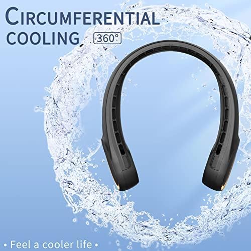 FrSara Neck Fan, Bladeless Neck Fan,Upgraded 4000mAh,Long Endurance,Upgraded air volume,Easier to Use,360° Cooling,No Hair Twisting,Non-Slip Material,Rechargeable,3-Speed