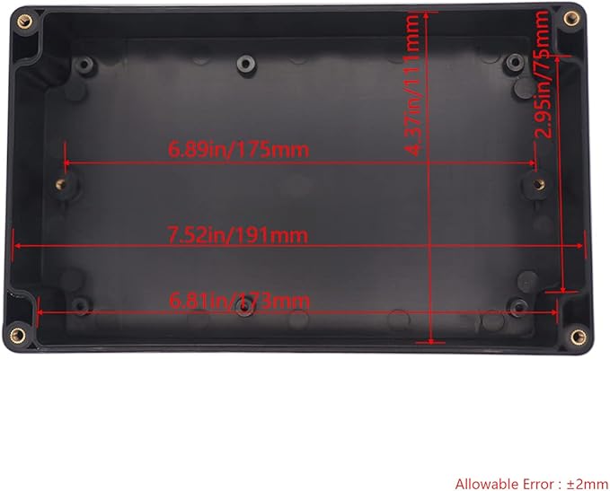 Project Box IP65 Waterproof Junction Box ABS Plastic Black Electrical Boxes DIY Electronic Project Case Power Enclosure Clear Cover 7.87"x4.72"x2.2"