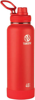 Takeya Actives Water Bottle with Spout Lid - Bottle with Double Stainless Steel Insulation - Dishwasher Safe & BPA-Free - Bottle with Spout Lid & Removable Bumper - 40 oz, Watermelon