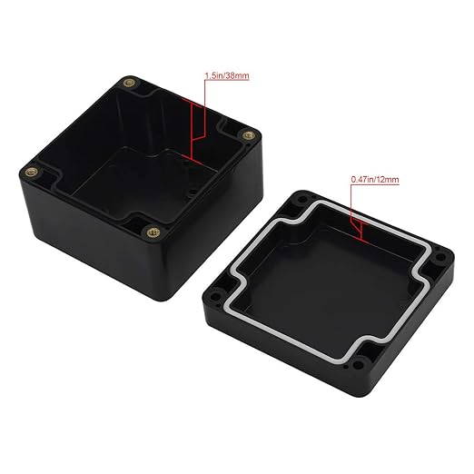LeMotech ABS Plastic Electrical Project Case Power Junction Box, Project Box Black 3.27"x3.19"x2.2"(83 x 81 x 56mm)(Pack of 2)