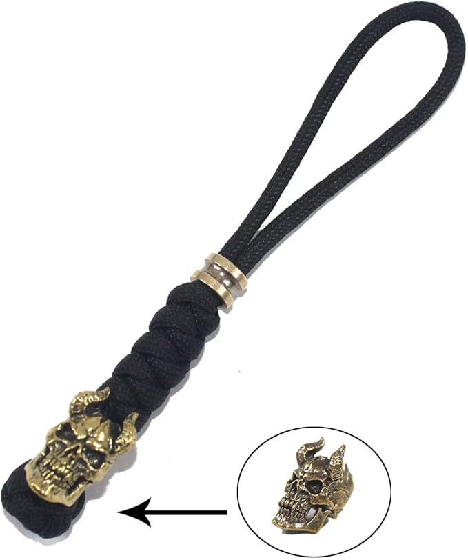 Knife Lanyards with Brass Beads,Paracord Lanyard,Tactical Lanyard for Skull Shape Knife,EDC Products