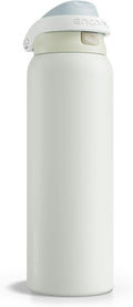 ENCOOL Leakproof Insulated Water Bottle with Straw Dual-Sip Water Bottle Bag-Safe Design for Work, Commute & Gym – Keeps Drinks Cold All Day, 40 oz, Cloud-Hill White