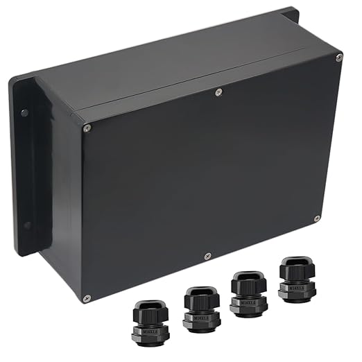 Junction Box IP65 Waterproof ABS Plastic Electrical Project Case Power Junction Boxes, Project Box with Fixed Ear Black 10.35x7.17x3.74 inch (263 x 182 x95 mm)
