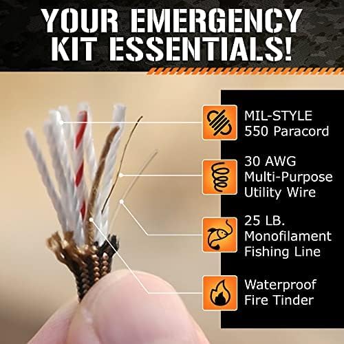 Titan Survival Patented Paracord 550-25ft, 100ft, 500ft & Color Options - 620LB Strength Survival Paracord Military Spec with 3 Strands - Heavy Duty Hank Cord for Camping & Outdoors with Firestarter