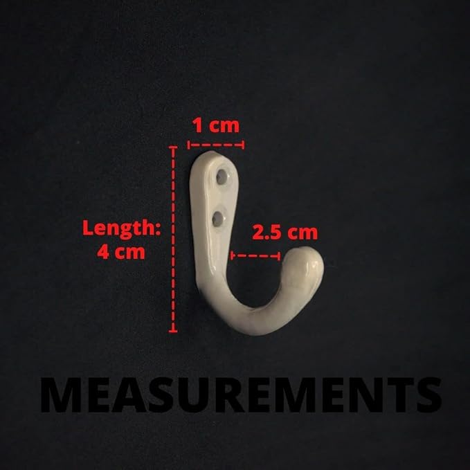 FAPBADRI Multipurpose Hooks, Used to Hang Clothes, Bags, Coats, Curtain Hold Backs, Keys, Colour - Ivory, Material - Aluminium, Screws and Wallplugs Included, Pack of 4 Pieces